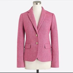 J. Crew Herringbone Wool Gold Crest Buttons Blazer Pink NWT